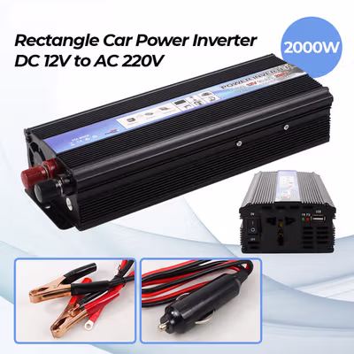 Taffware Rectangle Car Power Inverter DC 12V to AC 220V 2000W - ZX-2000E - Black