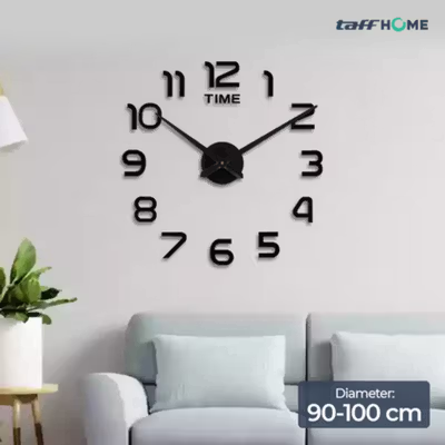 TaffHOME Jam Dinding Bulat DIY Quartz Giant Wall Clock 90-100cm - DIY-105 - Black