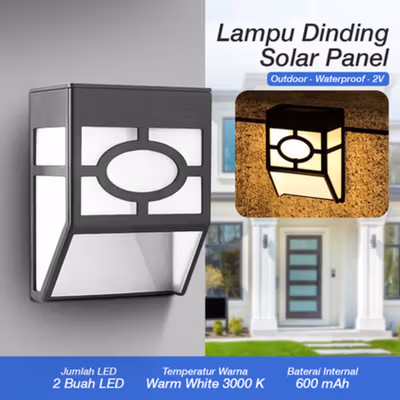 TaffLED Lampu Dinding Solar LED Outdoor Waterproof 2V - OO10 - Warm White