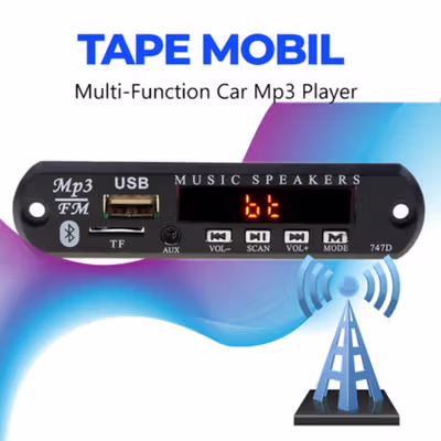 Kebidu Tape Mobil Audio Speaker MP3 Player Bluetooth Wireless Receiver - 747D - Black