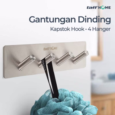 TaffHOME Gantungan Dinding Kapstok Hook Hanger 4 Hanger - MT30 - Silver