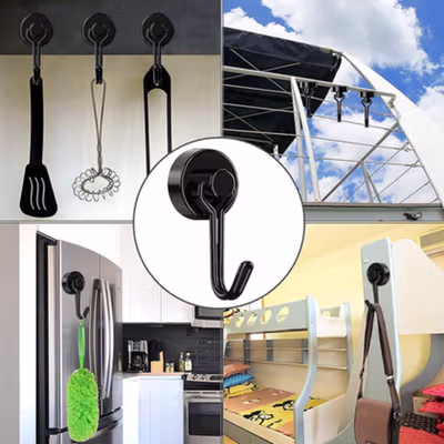 TaffHOME Gantungan Dinding Magnetic Hook Wall Hanger Organizer - KE560 - Black