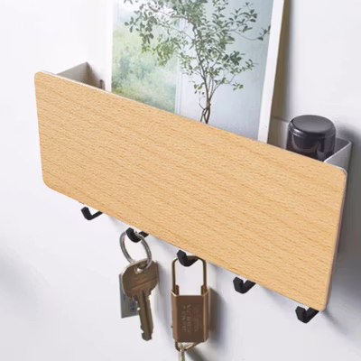 TaffHOME Gantungan Dinding Wall Hook Hanger Wooden 5 Hook - MU20 - Brown