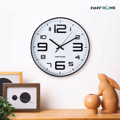 TaffHOME Jam Dinding Bulat Quartz Silent Movement 29cm - H6588 - Black White