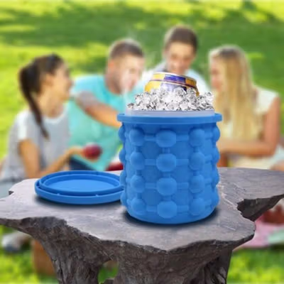 HAWXS Cetakan Es Batu Ice Cube Bucket 3D Silicone Mold - C01 - Blue