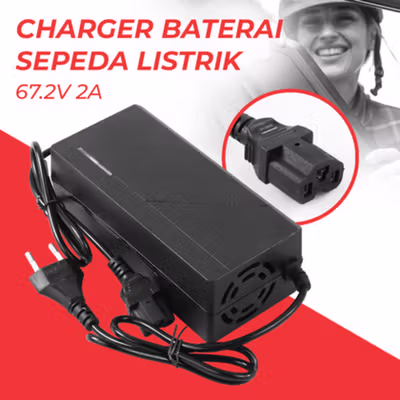 Deek-Robot Adaptor Charger Baterai Converter Sepeda Listrik 67.2V 2A - 60V2A - Black
