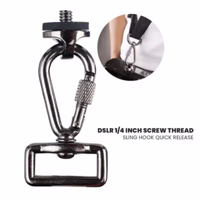 DSLR 1/4 Inch Screw Thread Adaptor Sling Hook Quick Release - RV77 - Silver