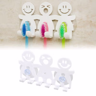 GUANYAO Gantungan Sikat Gigi Wall Mounted Toothbrush Holder - E1911 - White