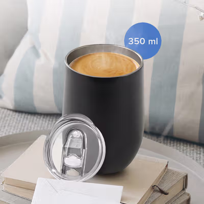 One Two Cups Gelas Tumbler Kopi Mug Egg Shaped Stainless Steel 350ml - BC123 - Black