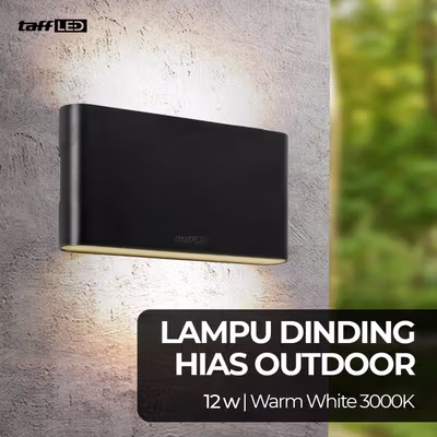 TaffLED Lampu Dinding Hias Outdoor Minimalis Waterproof Warm White 12W - NR-10 - Black