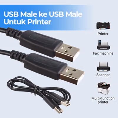 Taffware Kabel USB 2.0 USB A Male to Male untuk Printer Scanner TPE 1M - Black
