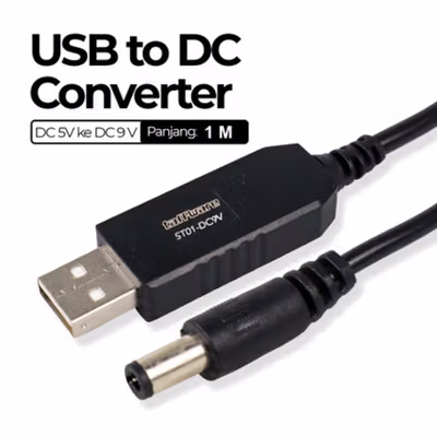 Taffware USB Converter Adapter Power Boost Line DC 5V to DC 9V 0.9A 1M - ST01 - Black