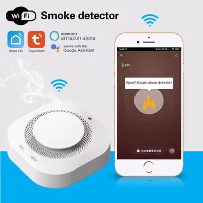 Earykong Tuya Smoke Detector WiFi Alat Pendeteksi Asap Kebakaran 85dB - TYSM-01 - White