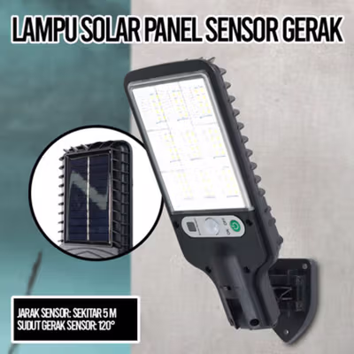 Allilit Lampu Dinding Solar Sensor PIR Waterproof Cool White 72 COB - 616-1 - Black