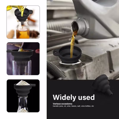 Corong Lipat Air Minyak Multifungsi Collapsible Silicone Funnel 1.5cm - FL15 - Black
