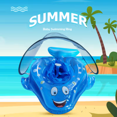 LEYOUME Ban Renang Anak Pelampung PVC Safety Swim Trainer Fish - FY080 - Blue