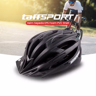 TaffSPORT Helm Sepeda Cycling Helmet EPS Foam PC Shell LED - XK07 - Black