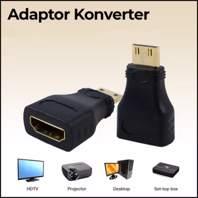 FSU Adaptor Konverter Mini HDMI Male ke HDMI Female Gold Plated - SHH10 - Black
