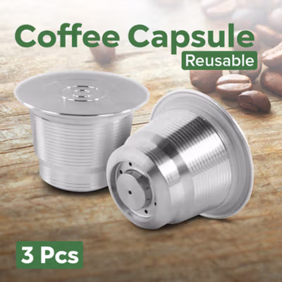 iCafilas Kapsul Kopi Reusable Stainless Steel 3 PCS for Nespresso - HFKK3 - Silver