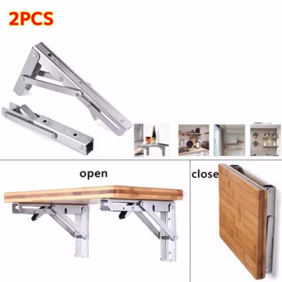 COWORK Bracket Siku Rak Dinding Lipat Penyangga Stainless Steel 2 PCS 16 Inch - CW16 - Silver