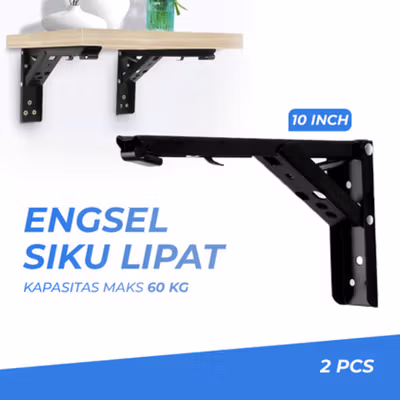 Taffware Bracket Siku Rak Dinding Penyangga Stainless Steel 60kg 2 PCS 10 Inch - NED-6112 - Black