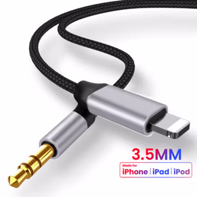 ChicRain Kabel Audio Speaker HiFi Lightning to AUX 3.5mm 1M for iPhone - VW-1 - Black/Silver