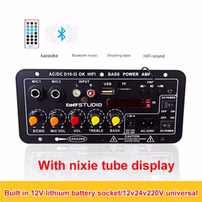 TaffSTUDIO Papan Audio Amplifier Karaoke Bluetooth with Digital Screen - D10 - Black