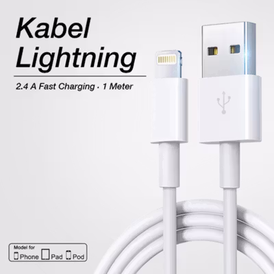 Kabel Data Lightning Multifungsi Fast Charging 2.4 A 1M - S-IP5G - White