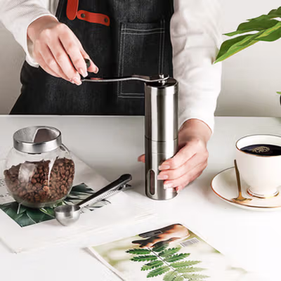 iCafilas Alat Penggiling Kopi Manual Coffee Grinder Adjustable - Silver