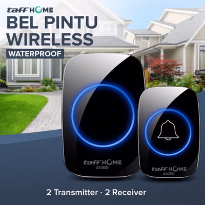 TaffHOME Bel Pintu Wireless Waterproof 2 Transmitter 2 Receiver - A10BB - Black