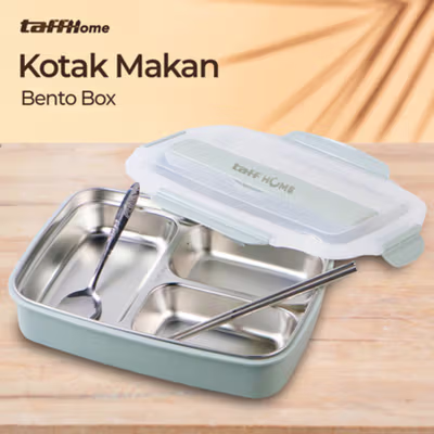 TaffHOME Life Kotak Makan Anti Tumpah Lunch Box 3 Grid 1.5L - CPL050 - Blue