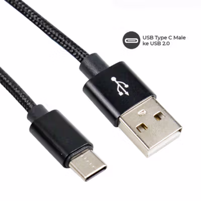 Dragon Line Kabel Data USB Type C Multifungsi 25cm - AV140 - Black