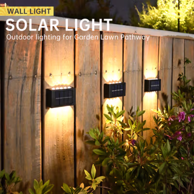 TaffLED Lampu Dinding Solar Outdoor Waterproof Warm White 10 LED - H6 - Black