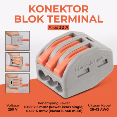 Guillermo Terminal Block Konektor Sambungan Kabel Listrik 1 PCS PCT-213 - GTB6 - Gray
