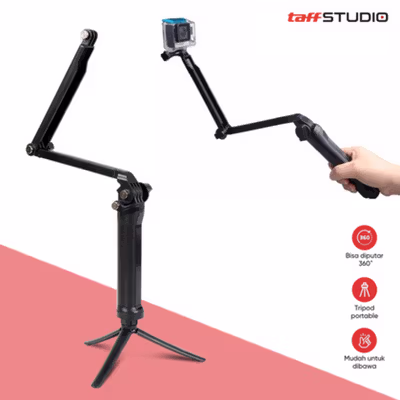 TaffSTUDIO Tripod Mini Kamera Portable Monopod for Action Cam 62cm - VS77 - Black