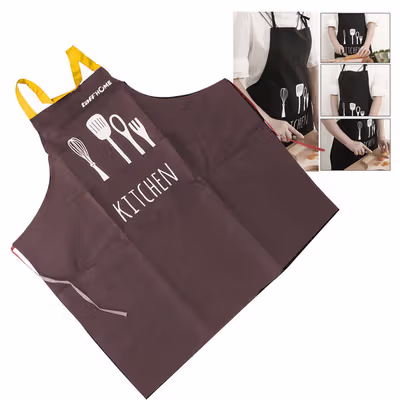 TaffHOME Celemek Masak Apron Dapur Model Kantong Pola Spatula - JJ41 - Brown