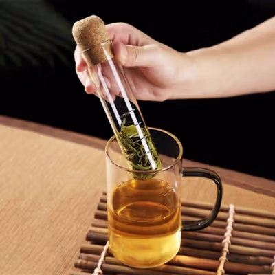 RAZZUM Saringan Teh Kaca Filter Reusable Infuser Glass Tube - RZ155 - Transparent