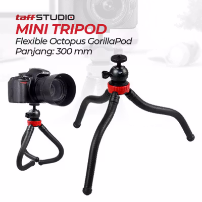 TaffSTUDIO Tripod Kamera Portable Octopus GorillaPod 300mm - B07 - Black
