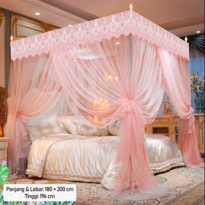 TaffHOME Jaring Anti Nyamuk Kasur Tempat Tidur Net 180x200cm - WZ-2020 - Pink