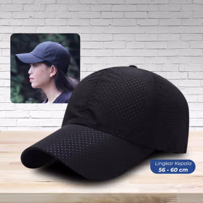 FLB Topi Baseball Polos Motif Polkadot Kasual Pria Wanita - MZ237 - Black
