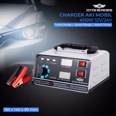 OTOHEROES Charger Aki Mobil Motor Intelligent Battery Charger 12V/24V - AJ-618A - No Color