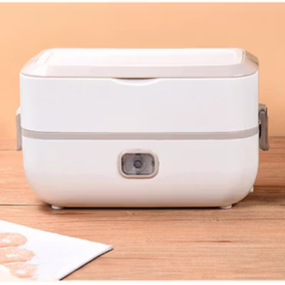 ANYTRP Kotak Makan Pemanas Elektrik Single Layer Lunch Box 2 Bowl 1.2L - DFH-C01 - White