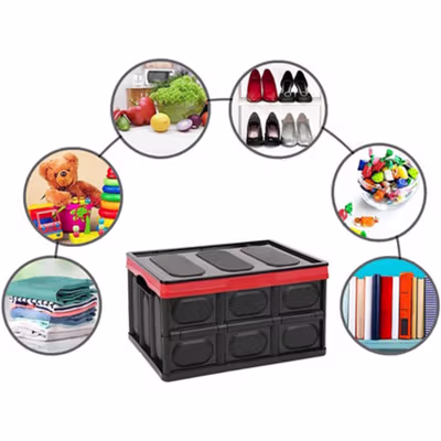 DECTHY Kotak Penyimpanan Lipat Bagasi Mobil Foldable Storage Box 30L - P1011 - Black/Red