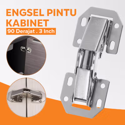 HUXUAN Engsel Pintu Kabinet 90 Derajat Overlay Hinge Door 3 Inch - HX3 - Silver