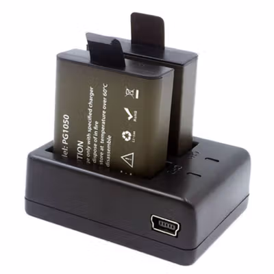 Charger Baterai 2 Slot with 2PCS Baterai for EKEN H9 H9R SJCAM - AX-SJ4000SC - Black