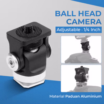 FRAFLOR Ball Head Camera Monitor Adjustable Pan Tilt Hot Shoe 1/4 Inch - FR180 - Black