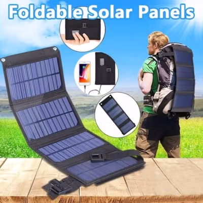 SolaBright Solar Panel Portable 10W 4 Folding Charging Board - K-10 - Black