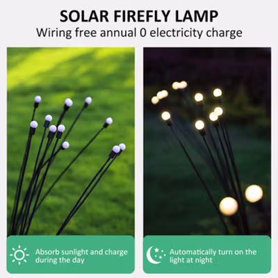 TaffLED Lampu Taman Outdoor Firefly IP65 Solar Panel Warm White 3000K - H-10 - Black