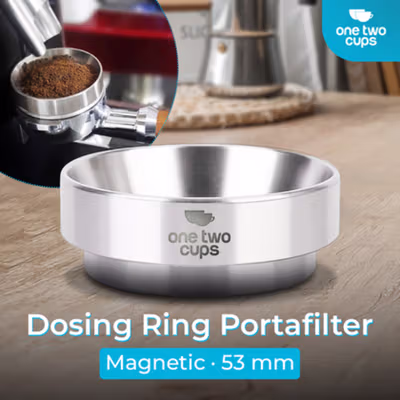 One Two Cups Dosing Ring Portafilter Espresso Machine Magnetic 53mm - YXA044 - Silver