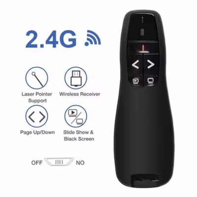 Taffware Remote Laser Presenter Wireless Pointer Merah 2.4 Ghz - K400 - Black